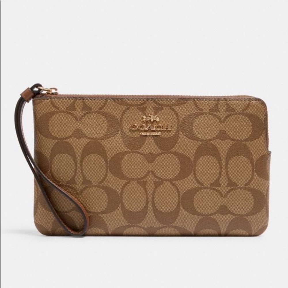 COACH Large Corner Zip Wristlet Signature Canvas